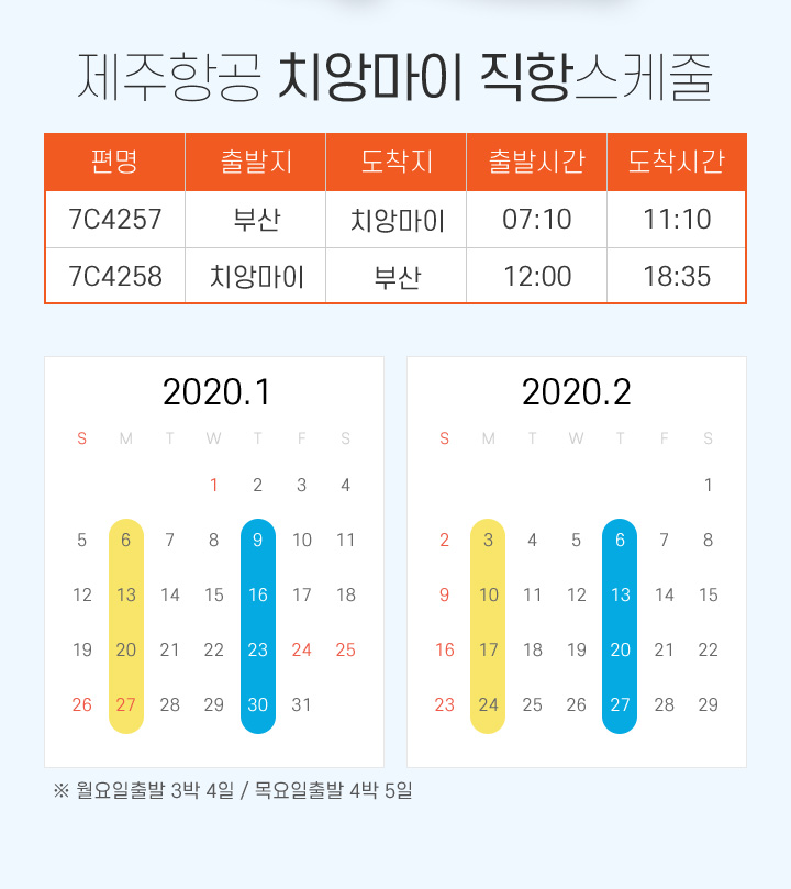 제주항공 치앙마이 직항스케줄 아래설명