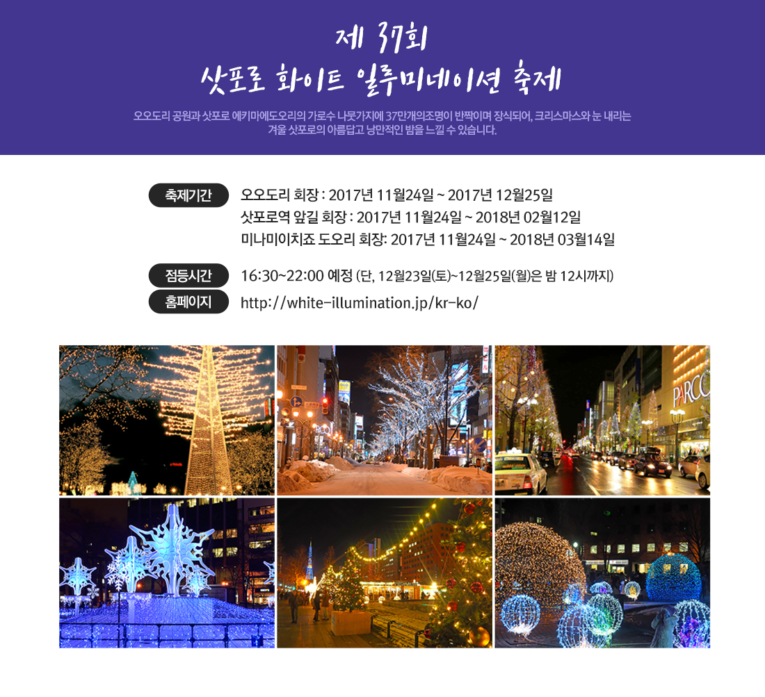 제 37회 삿포로 화이트 일루미네이션 축제 아래 설명