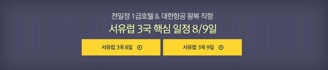 전일정 1급호텔 & 대한항공 왕복 직항 서유럽 3국 핵심 일정 8/9일