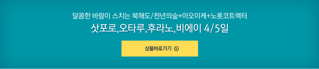 달콤한 바람이 스치는 북해도/천년의숲+아오이케+노롯코트랙터 삿포로,오타루,후라노,비에이 4/5일