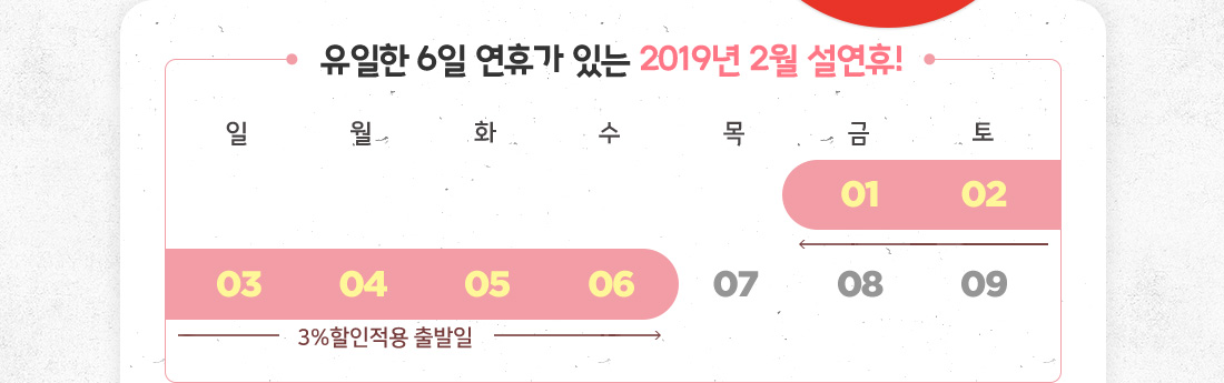 유일한 6일 연휴가 있는 2019년 2월 설연휴!