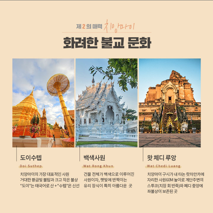 제 2 의 매력 치앙마이, 화려한 불교 문화 아래설명