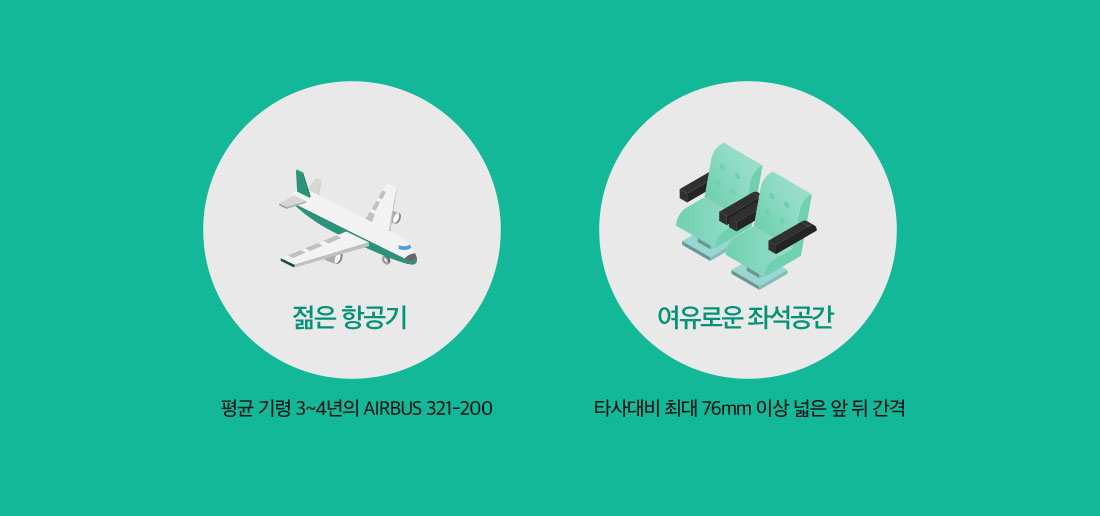 젊은 항공기,여유로운 좌석공간