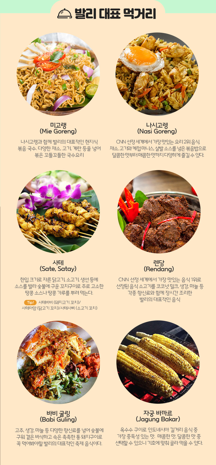 발리 대표 먹거리 아래설명
