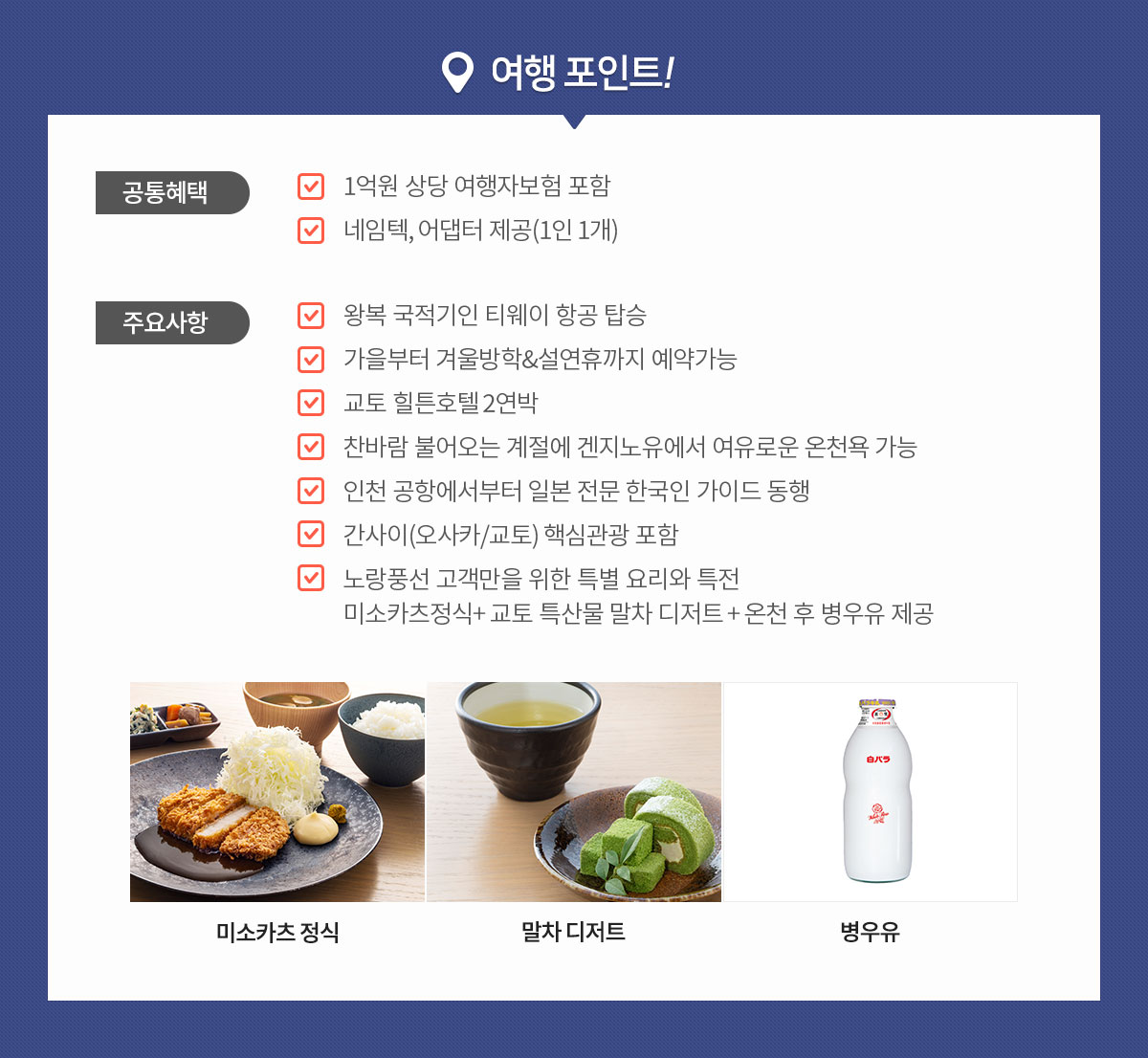 여행 포인트 아래설명