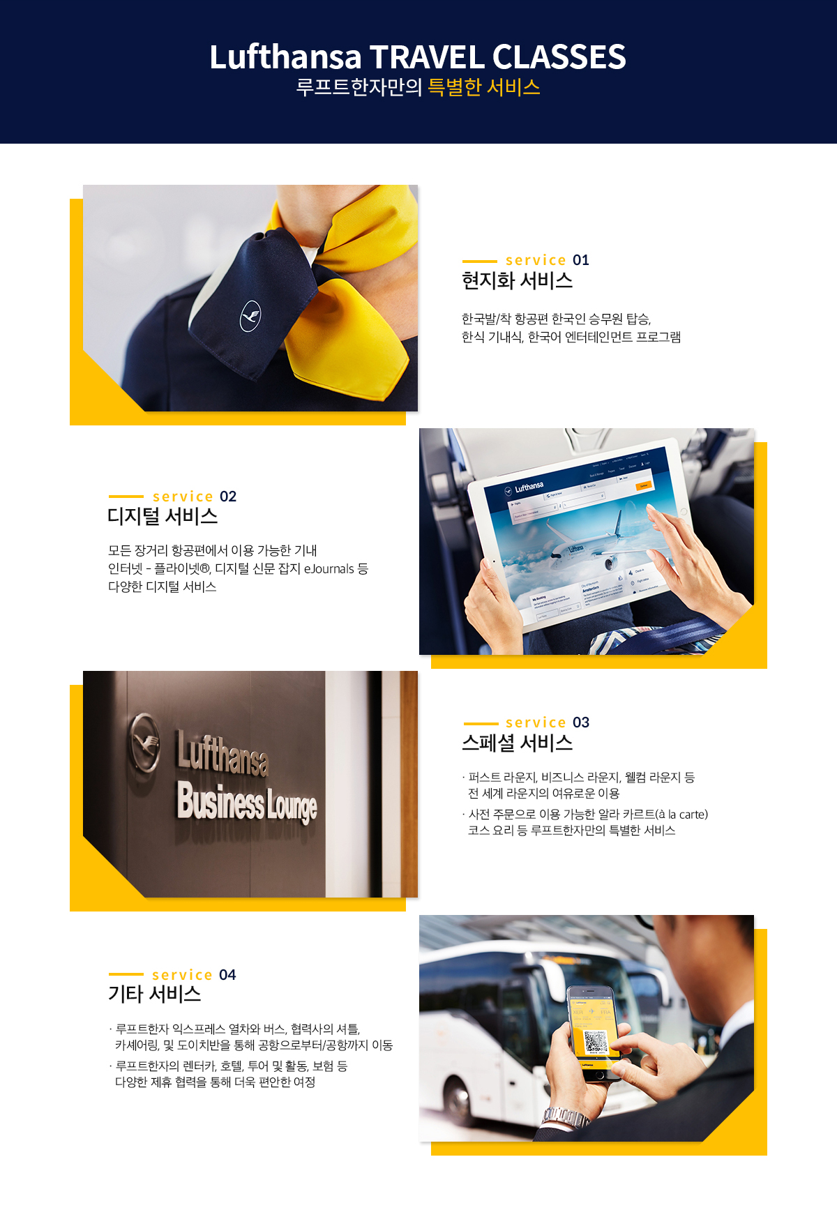 Lufthansa TRAVEL CLASSES 루프트한자만의 특별한 서비스