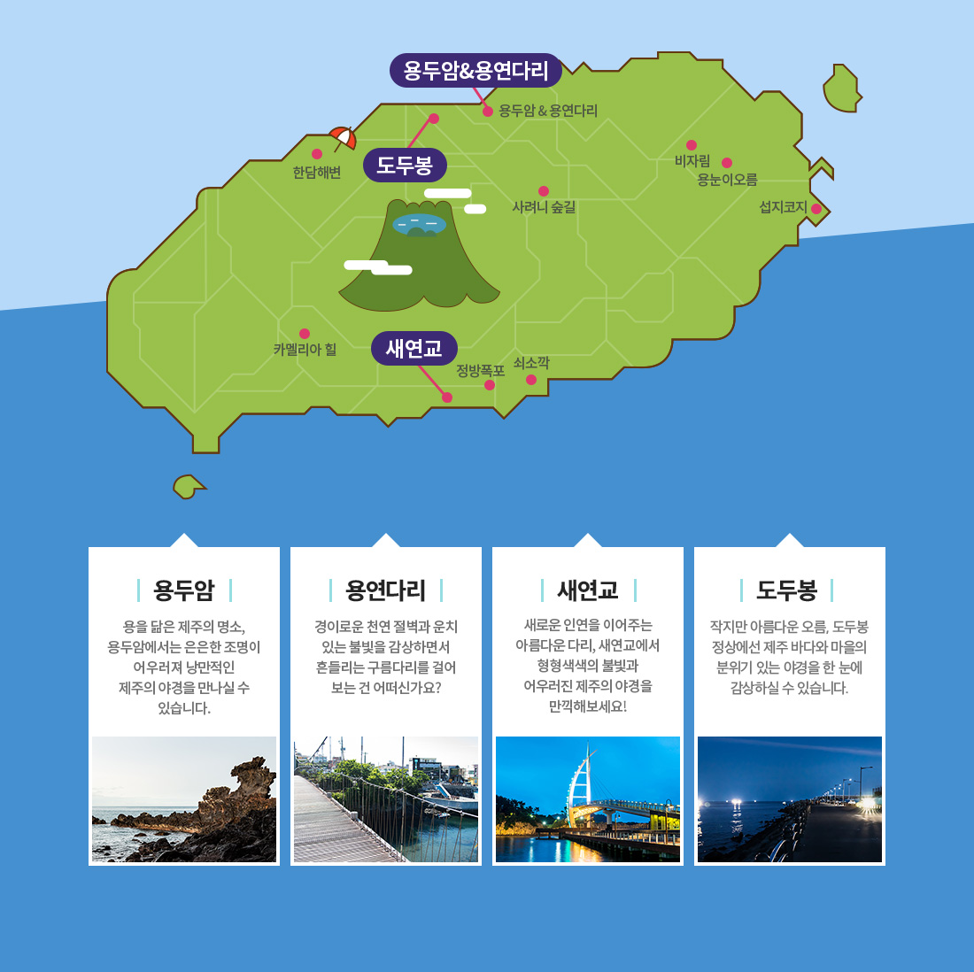 별이 쏟아지는 제주의 밤 야경 아래 설명