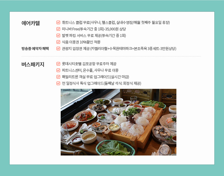 에어카텔,  버스패키지 아래설명
