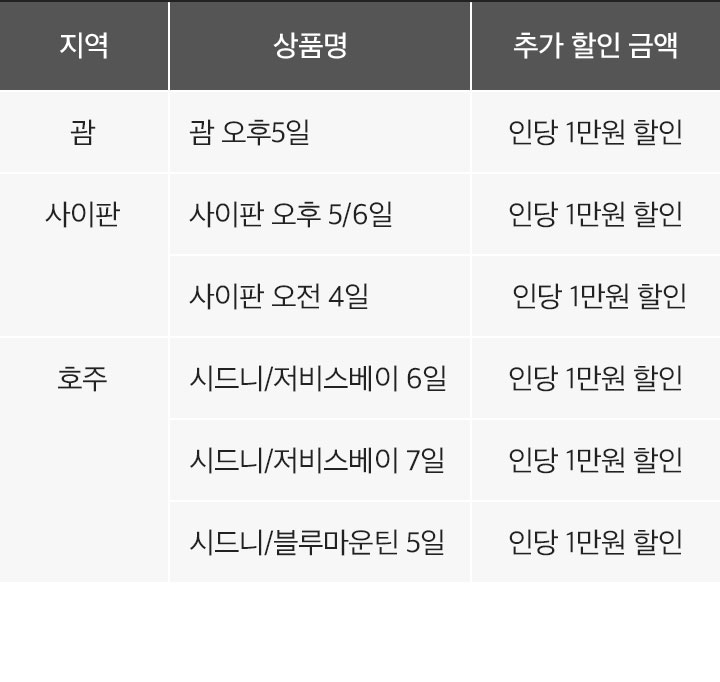 미주 특가상품 리스트