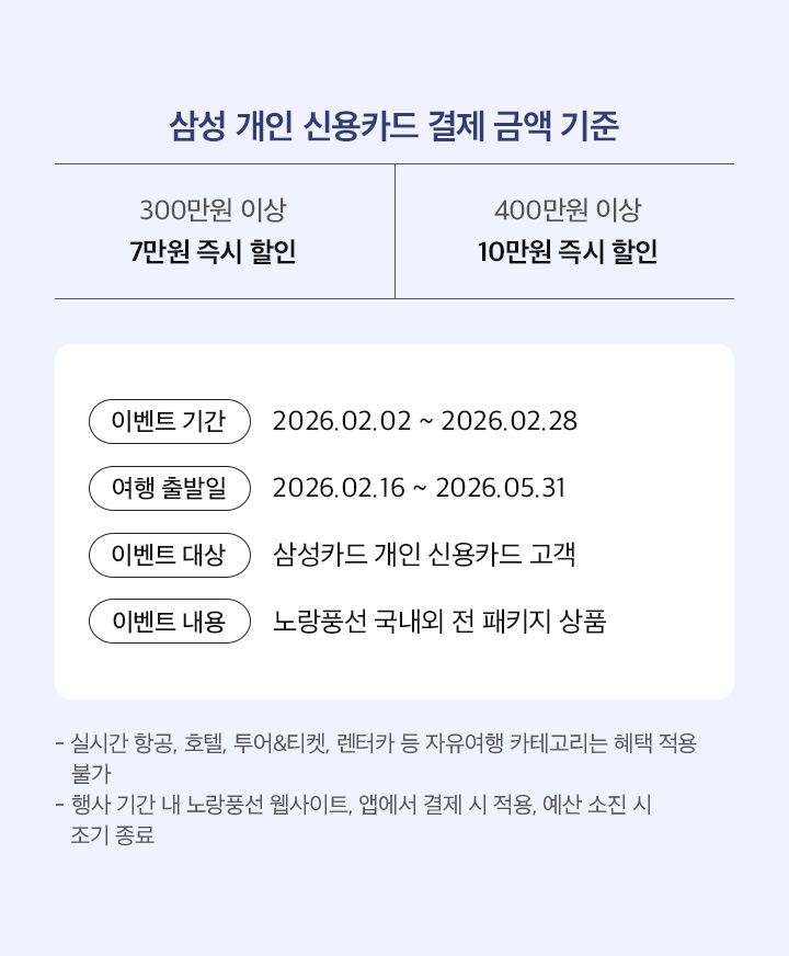 노랑풍선X삼성카드, 이벤트 내용,아래 설명 