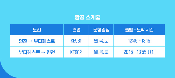 항공 스케줄 아래 설명