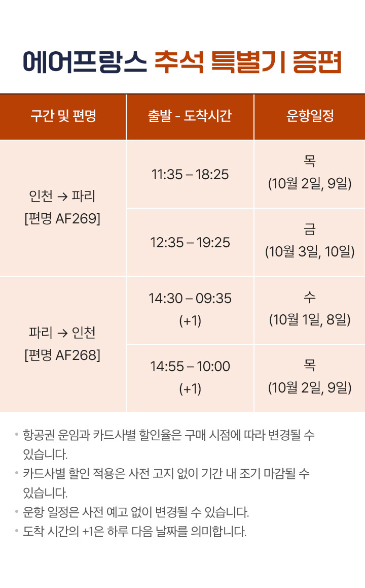 에어프랑스 추석 특별기 증편