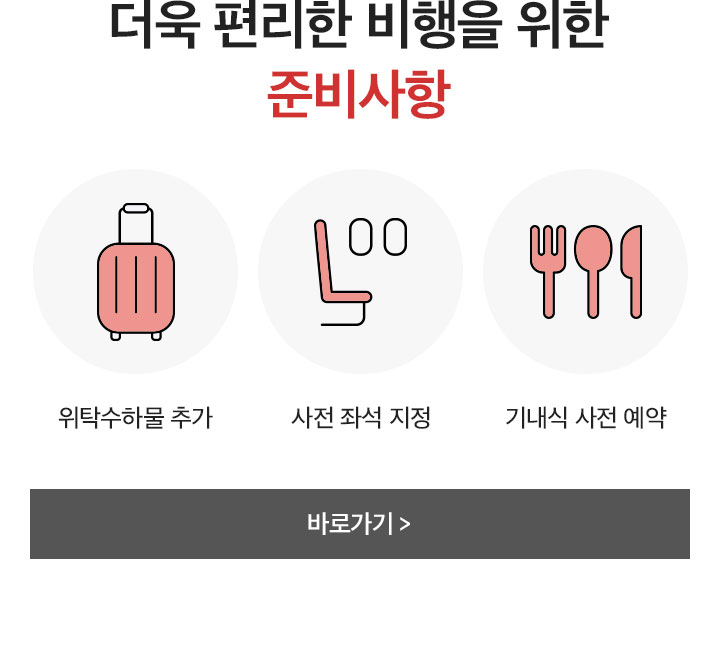 더욱 편리한 비행을 위한 준비사항 아래 설명