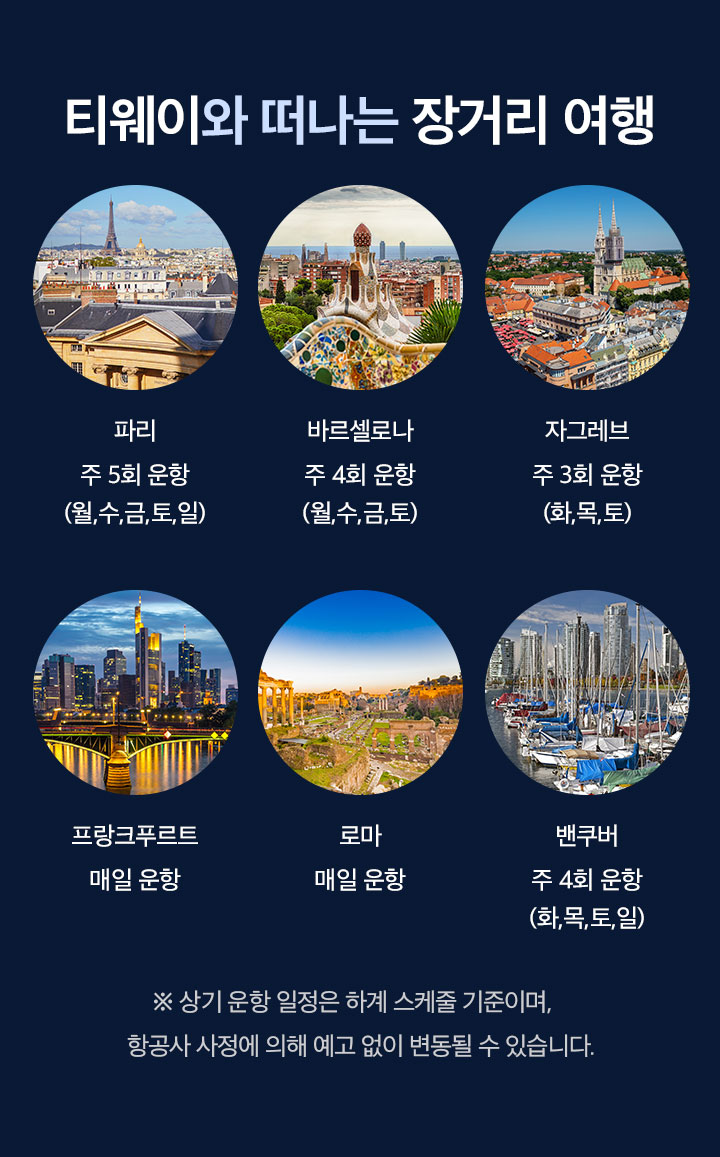 티웨이와 떠나는 유럽 여행 아래 설명