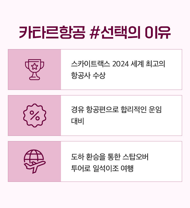 카타르 항공, 선택의 이유 아래 설명