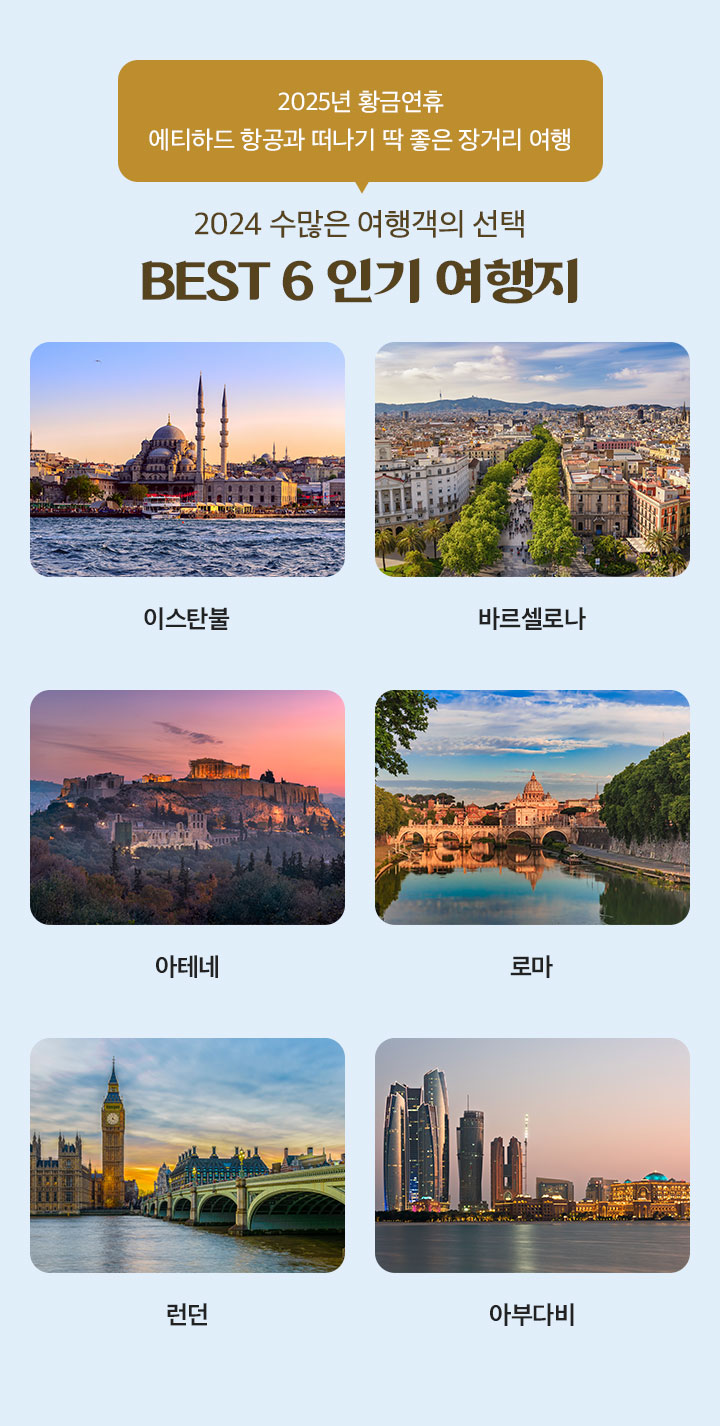 에티하드의 넓어진 하늘길, 2025년 6월 신규 취항 여행지 