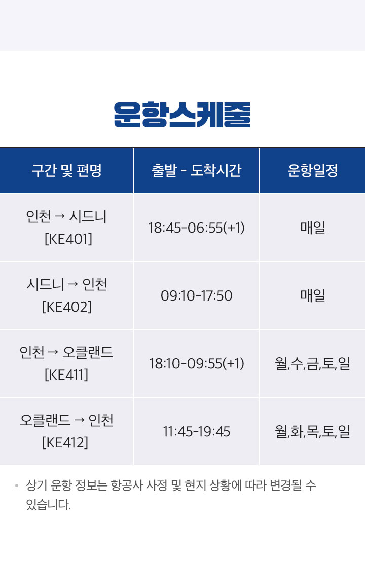 운항스케줄