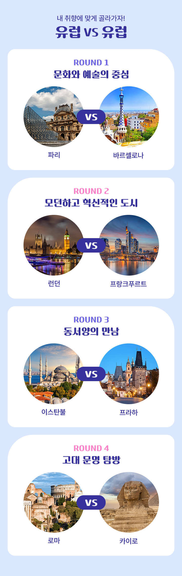 내 취향에 맞게 골라가자 유럽vs유럽 아래설명