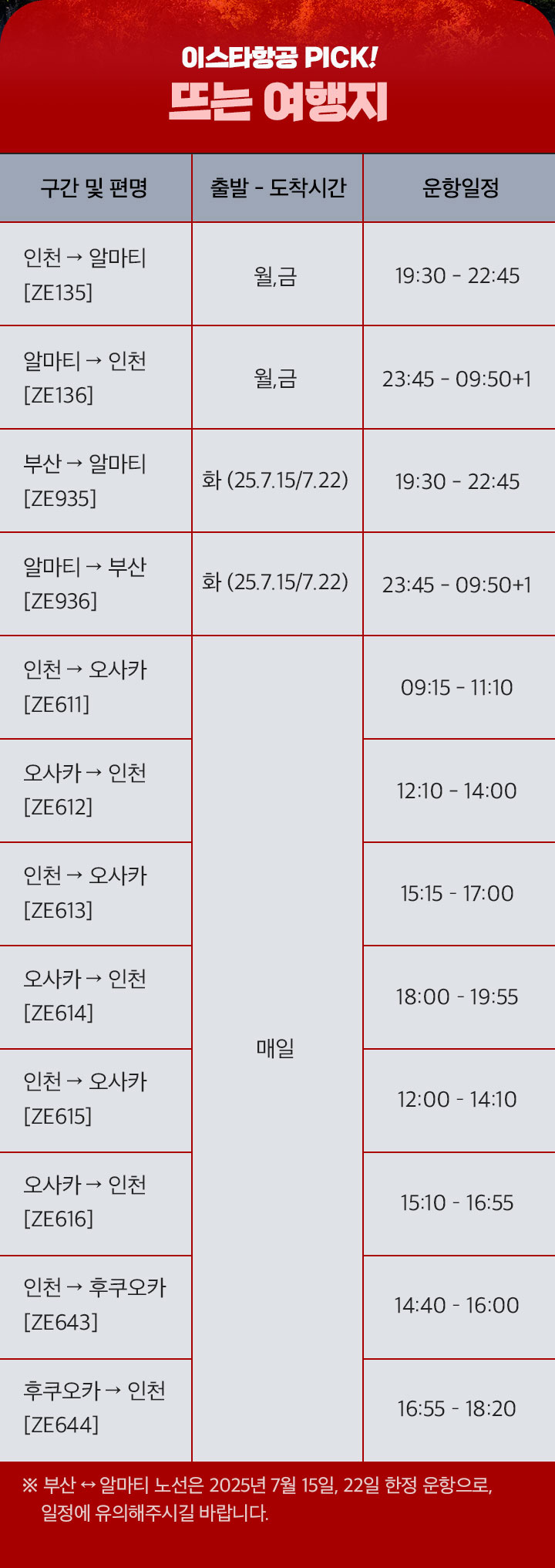 이스타항공 PICK! 뜨는 여행지