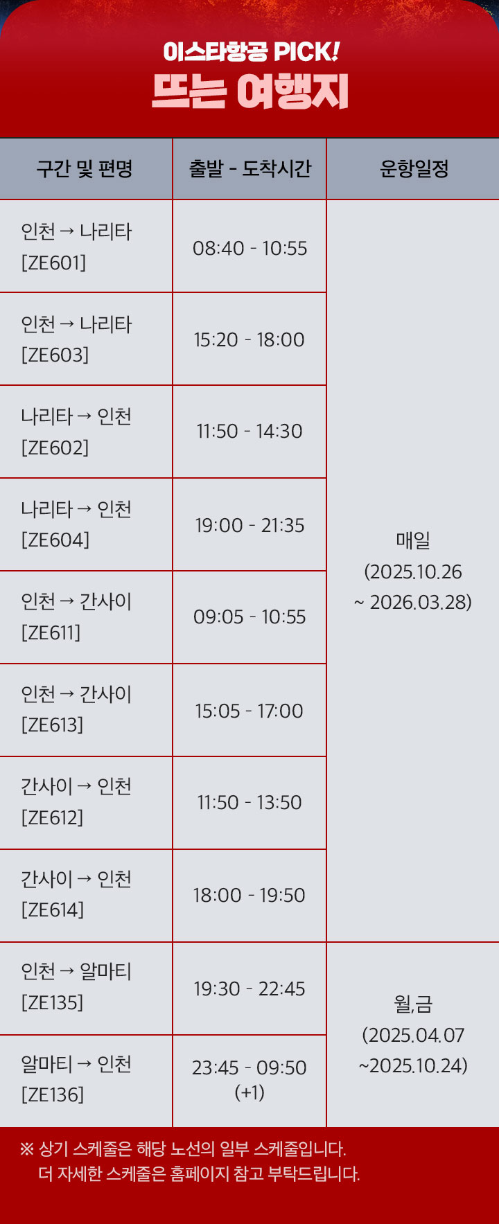 이스타항공 PICK! 뜨는 여행지
