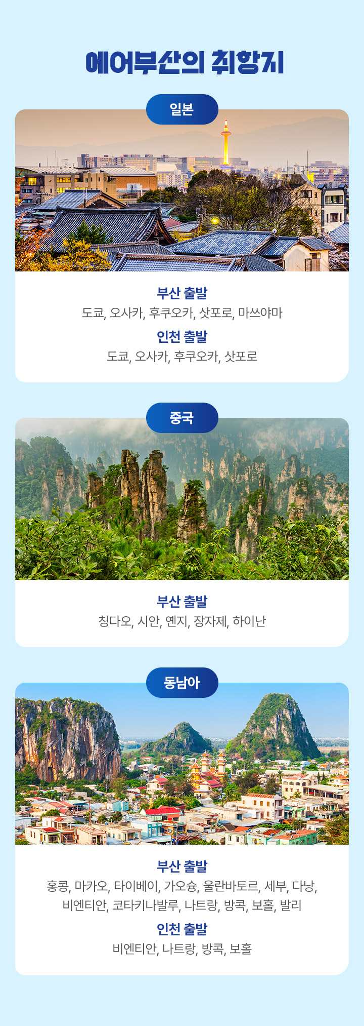 에어부산의 취항지