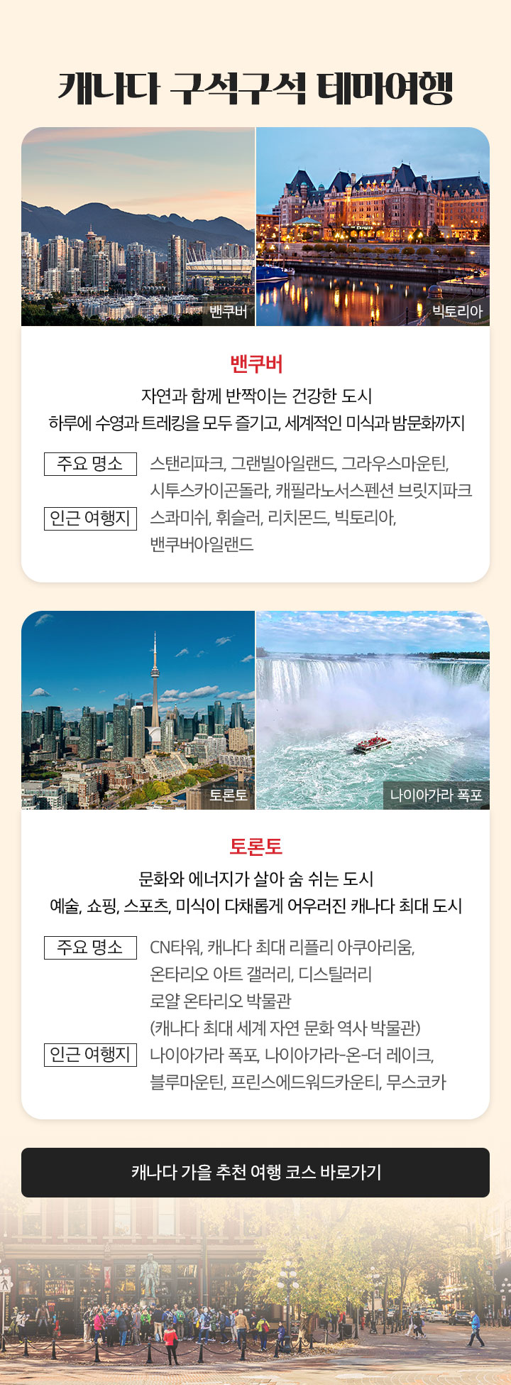 캐나다 구석구석 테마여행 아래 설명
