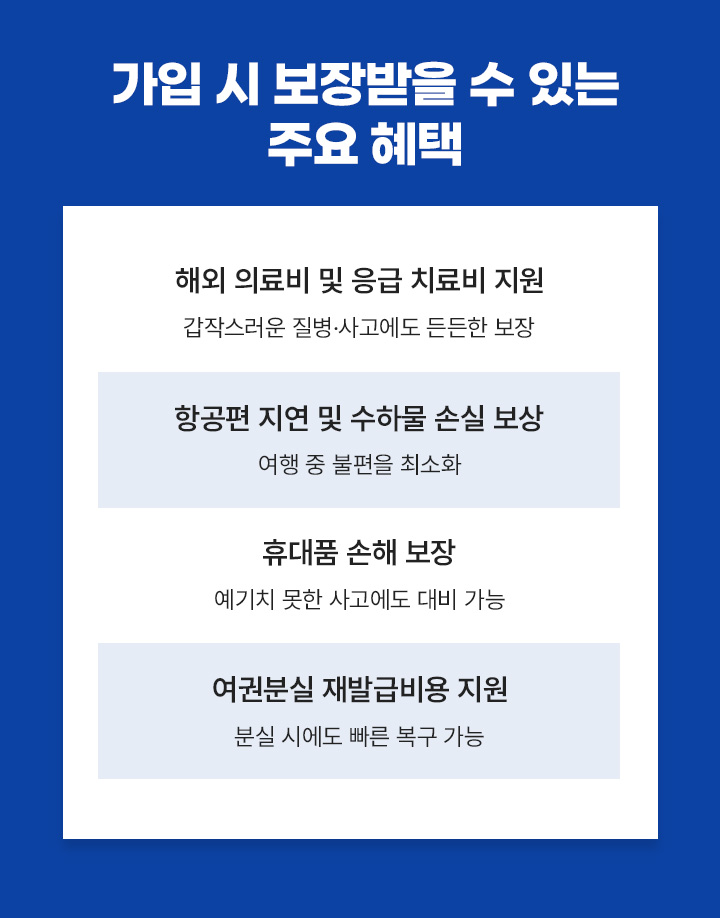 가입 시 보장받을 수 있는 주요 혜택 아래설명