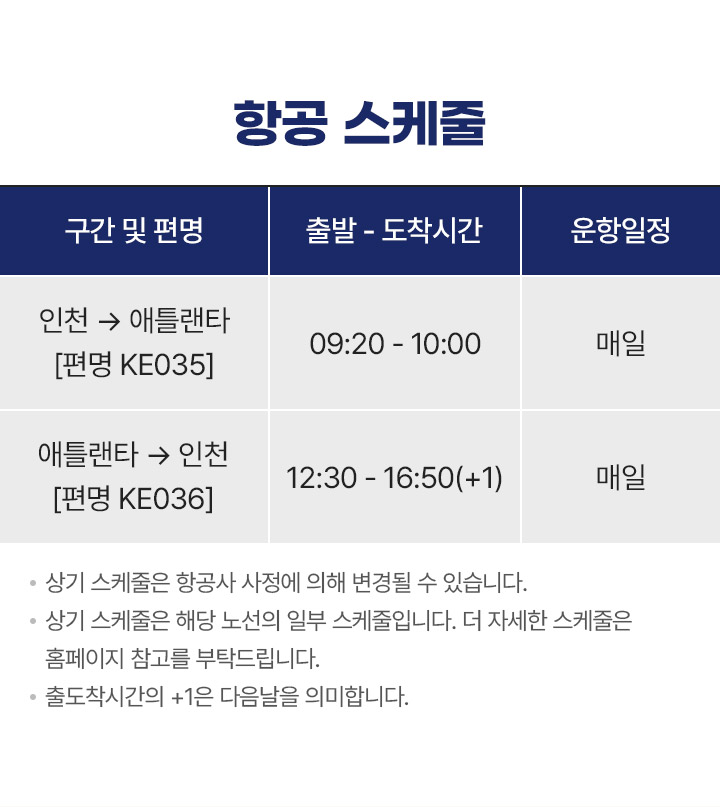 항공 스케줄